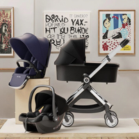 Poussette pour bébé Baypie BP168, cadre en alliage d'aluminium, guidon réversible réglable, suspension sur toutes les roues, design pliable, 0-3 ans, 4