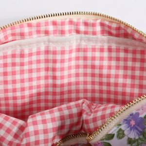 Women's Custom DIY Printed Floral Eco-Friendly Cotton Zipper Large Capacity <b>Cosmetic</b> Bags Portable Travel Makeup <b>Organizer</b> - Product Image 4