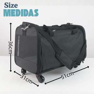 Sac de transport multifonctionnel pour animaux de compagnie avec chariot pliable et support, noir, 51 x 31 x 36 - Product Image 6