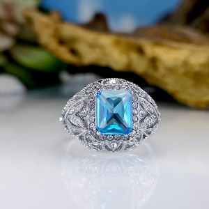 Anello quadrato blu da donna con design geometrico, accessorio da dito per uso quotidiano - Product Image 6
