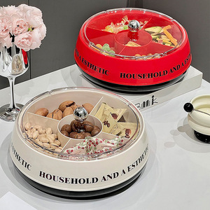 <b>Rotating</b> Fruit Plate Plastic 5 Compartment Snack Tray For Home Living Room <b>Coffee</b> <b>Table</b> Dried Fruits Nuts Candies Storage - Product Image 2