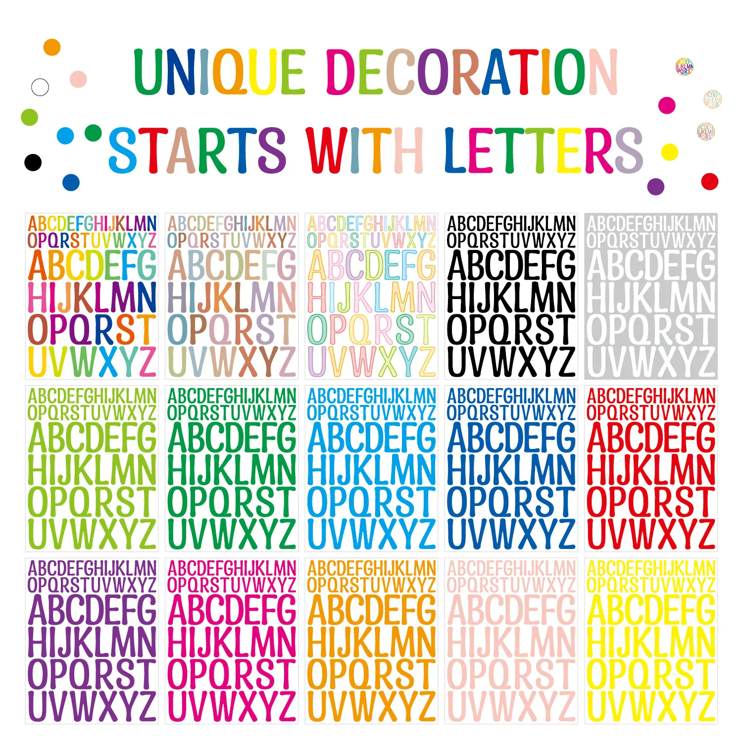 Stiker huruf alfabet 1 inci, stiker vinil 2 inci berperekat warna hitam abjad ABC diy untuk kotak surat nomor rumah