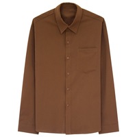 Camisa de hombre de manga larga estilo coreano, moderna y elegante, de corte holgado, color liso, sin arrugas, con cuentas, para otoño.