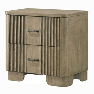 Comodino in Stile Transizionale con 2 Cassetti, Fronte Scanalato, Finitura in Rovere Anticato, Mobile Rustico in Legno per Camera da Letto - Product Image 3