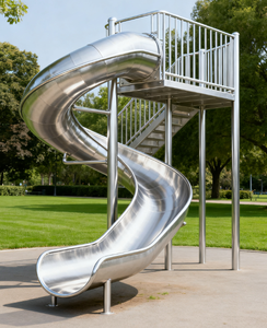 고급 뒷마당과 리조트 놀이터로 폴리싱 마감된 현대식 곡선 스테인리스 스틸 슬라이드 - Product Image 2