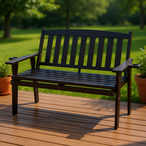 ม้านั่งไม้สำหรับลานบ้านแบบทันสมัย 2 ที่นั่ง ดีไซน์แผ่นไม้ระแนง แข็งแรงทนทาน เหมาะสำหรับสวนและระเบียง - Product Image 2