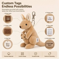 Porte-clés en peluche personnalisés, super doux, en peluche lavée, jouet kangourou, rembourrage en coton PP, pendentif de sac à dos en peluche