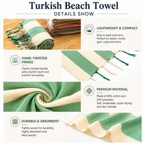Serviette de plage turque en coton personnalisée, séchage rapide, légère, sans sable, Peshtemal, pour la plage, les voyages, la piscine, le yoga, les pique-niques - Product Image 4