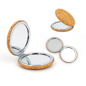 Wholesale Customization Girls Portable Round Glitter Folding Mirror Portable Cork Makeup Mirror Handheld Mini Makeup Mirror
