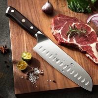 Couteaux de cuisine allemands en acier inoxydable de haute qualité, très vendus, couteau Santoku avec manche en bois d'ébène