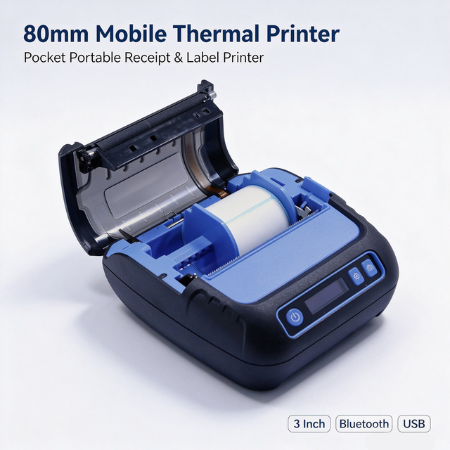 JJ-P28 Mini Thermal Receipt Printer 80mm POS Printer Direct Printing Handheld Portable USB Interface Printer for Restaurant