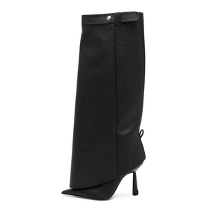 Women Solid Pants Long Boots High Heels Pointy Toe Sexy Knee High Booties Overlay on Stiletto <b>Shoes</b> - Product Image 2