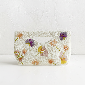 Élégante pochette carrée légère brodée à la main avec des perles de rocaille pour femmes - Product Image 1