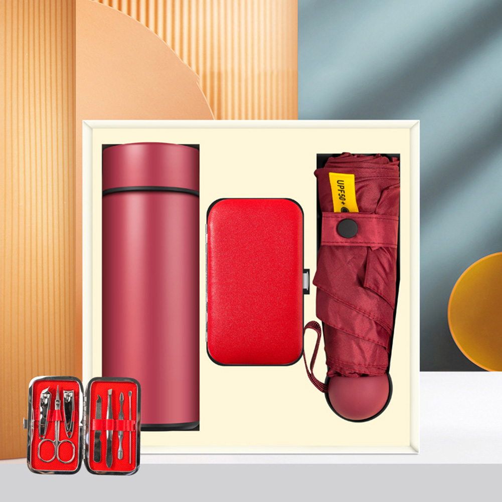 Rouge-Parapluie + bouteille d'eau + banque d'alimentation