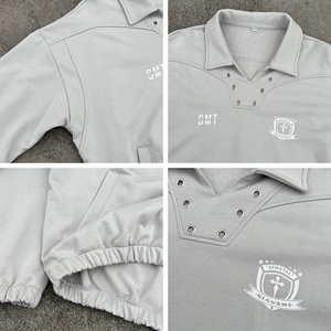 เสื้อฮู้ดดี้สไตล์สตรีทแวร์ วินเทจ ปกคอปก ตัดสั้น ผ้าเฟรนช์เทอร์รี่ 400 กรัม  รับสกรีนโลโก้ ผ้าฝ้าย 100% ทรงโอเวอร์ไซส์ - Product Image 3