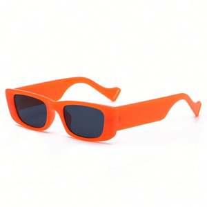 Lunettes de soleil rectangulaires orange tendance vintage 2021 pour hommes et femmes, UV400, monture carrée, petite taille - Product Image 6