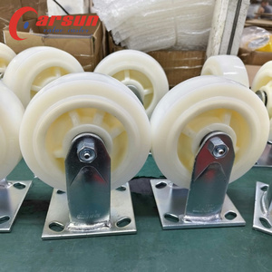 Anpassbare OEM 4/5/6/8 Zoll Stahl rollen Weiße Nylon-Lenk rollen Edelstahl-Hochleistungs-Industrie rollen räder - Product Image 3