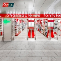 Aménagement intérieur de magasin de pharmacie moderne Mobilier de magasin de pharmacie sur mesure Comptoir de pharmacie en bois Table de travail avec étagère