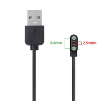 Câble de charge magnétique USB 2.0 à broches Pogo 2 broches 2,54 mm avec gaine en PVC/TPE pour montre connectée LS02