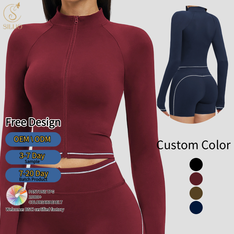 Womens Custom Stand Collar Fleece Lined Breathable Full-Zip Windproof Casual Slim Fit Top Sports Yoga Jacket for Gym Running