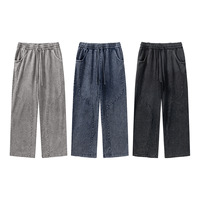 Pantalon de jogging streetwear d'été 330g, coupe fluide, effet patine soleil, jambe large, en coton uni