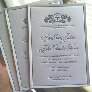 Invitación de Boda Sencilla y Elegante Personalizada, Papel con Borde Decorativo Hecho a Mano, Grabado en Relieve/Bajo Relieve, Invitaciones Sencillas para Celebración de Matrimonio - Product Image 2