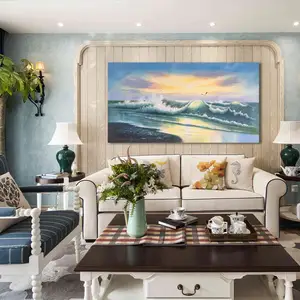 Peinture originale de paysage océanique Art abstrait moderne Art mural sur toile pour décoration murale de chambre à coucher