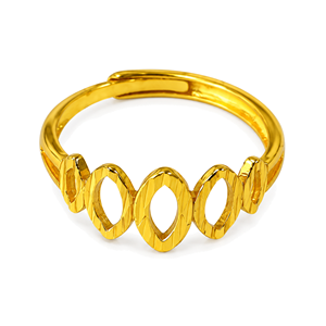 Geometric <b>Gold</b> Plated <b>Ring</b> With Oval Links Modern Unisex Plain Band Jewelry Daily Wear Fashion <b>Rings</b> - Product Image 1