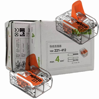 221-412 Connecteur rapide pour câblage électrique en cuivre, 2 voies, RF Power Copper PC, type Wago, à une borne, 12 AWG, avec tige de commande