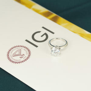 Anillo de Compromiso y Matrimonio de Oro Real de 18K y 14K con Diamante Redondo Cultivado en Laboratorio con Certificado IGI, HPHT CVD, 1CT 2CT 3 Quilates, para Mujer - Product Image 5