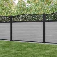 Écran de clôture WPC arqué imperméable et ignifuge avec motif ajouré découpé CNC, forme incurvée moderne, durable pour usage extérieur