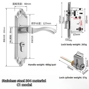 Maniglie e serrature per porte in legno <span class=keywords><strong>con</strong></span> meccanismo di sicurezza e chiusura a scatto - Set <span class=keywords><strong>maniglia</strong></span> per <span class=keywords><strong>porta</strong></span> resistente - Product Image 2