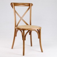 Chaise de salle à manger d'extérieur en bois massif de style nordique avec dossier en rotin, non pliable, pour mariage et banquet