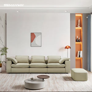 Nhà Máy Giá Tháo Lắp Modular Ghế Màu Xanh Lá Cây Da Phòng Khách Cắt <span class=keywords><strong>Sofa</strong></span> Với Ottoman - Product Image 2