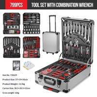 Ensemble d'outils complet en acier au chrome-vanadium de haute qualité, 105 pièces, coffret en aluminium, réparation automobile et domestique, comprend une clé à douille combinée