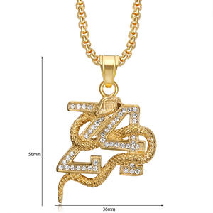 สร้อยคอพร้อมจี้แฟชั่นทำจากสเตนเลสสตีลกันน้ำรูปงู24ตัวสไตล์ฮิปฮอปเย็น - Product Image 6