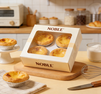 Boîte à tartelettes NOBLE personnalisée gaufrée, réutilisable, imperméable, impression quadricolore, pour 2 à 6 pièces, emballage alimentaire pour pâtisserie