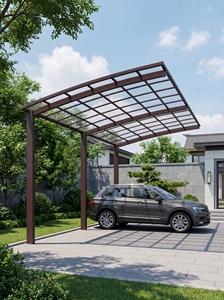 Cochera de Aluminio para Dos Vehículos con Techo de Policarbonato Impermeable, Estilo Moderno - Product Image 6