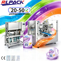 Machine de remplissage rotative haute vitesse et haute productivité pour sachets Doypack de détergent liquide, avec scellage numérique