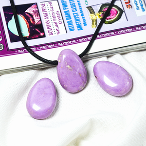 30mm Naturel Phosphosiderite Pendentif Lisse Poli Violet Cristal Pendentif pour Guérison Collier Unisexe Pierres Précieuses En Gros - Product Image 2