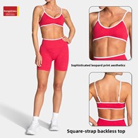 Soutien-gorge de sport pour femme Tev sans couture, imprimé léopard, en Spandex/Nylon, maintien élevé, bretelles non réglables, pour Yoga, Course à pied et Fitness, Bullet Sports