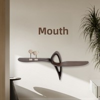 Console d'entrée en bois de frêne courbé naturel massif, style nordique minimaliste, forme irrégulière, étagère murale ultra-étroite