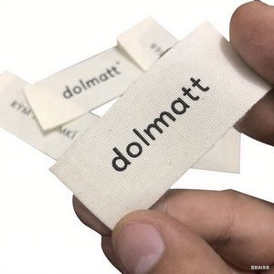 תוויות כותנה אורגניות מותאמות אישית דפוס לוגו סוף מקופל תווית מותג הדפסה ארוגים תוויות כותנה ארוגים עבור נעלי בגדים - Product Image 3