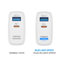 Chargeur mural rapide 30W PD Type-C QC3.0 double USB A+C avec prises américaines pour smartphone 16/25