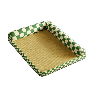 Matelas pour animaux de compagnie en lin JZ Factory Direct, léger, avec traversin en L, housse amovible, tissu anti-rayures, lavable en forme de rectangle - Product Image 1