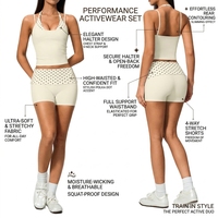 Ensemble de vêtements de sport pour femme, haut sans manches à imprimé pois, short à taille large pliable, ensemble de deux pièces, vêtements de sport pour femme