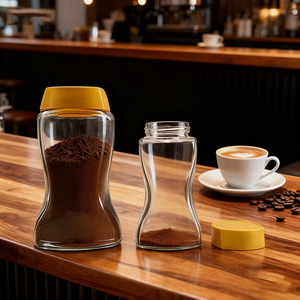 Fornitura all'Ingrosso di Barattoli Ermetici Classici da 100g e 200g per Conservazione Caffè, Contenitori in Vetro <span class=keywords><strong>con</strong></span> <span class=keywords><strong>Coperchio</strong></span> in Plastica per Caffè Istantaneo in Polvere - Product Image 4