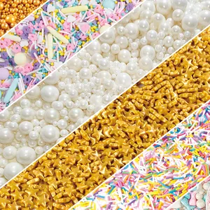 Perlas de azúcar Jimmies Press Candy Mix Holidays comestibles aspersores pastel decoración pastel aspersores comestibles