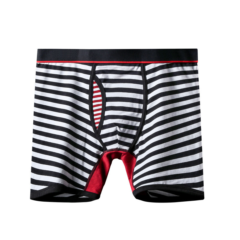 Hot Sale Boxer Brief Casual Cotton Breathable Stretch Striped Underpant Men Underwear