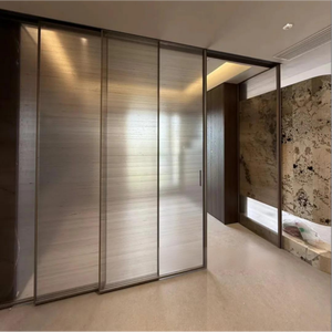 Puerta Corredera de Cierre Suave <span class=keywords><strong>con</strong></span> Marco Delgado Negro para el Hogar, Sala de Estar, Interior, Dormitorio, Cocina, Puerta Corredera de <span class=keywords><strong>Vidrio</strong></span> y Aluminio para Balcón - Product Image 2